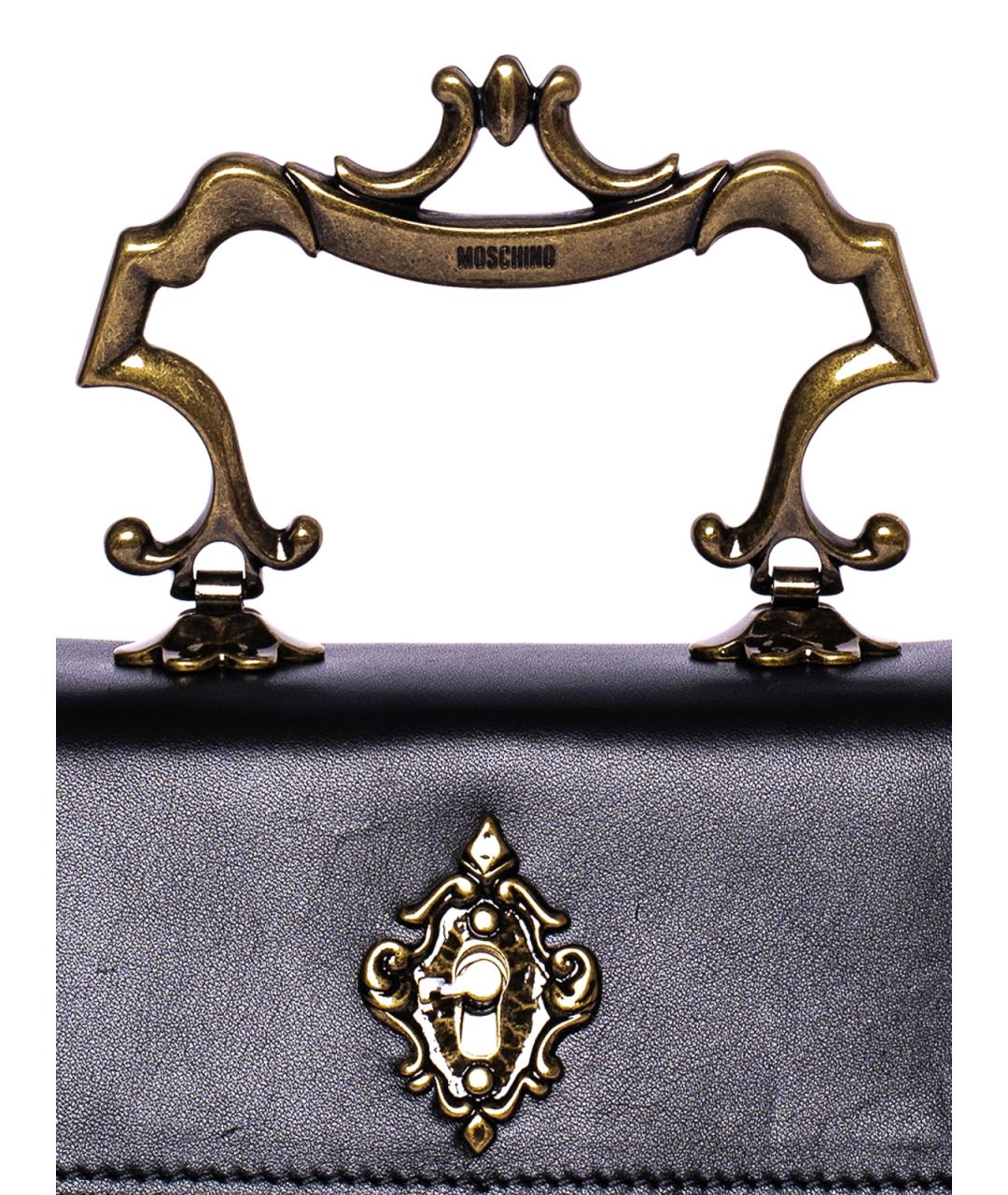MOSCHINO Черная кожаная сумка с короткими ручками, фото 4