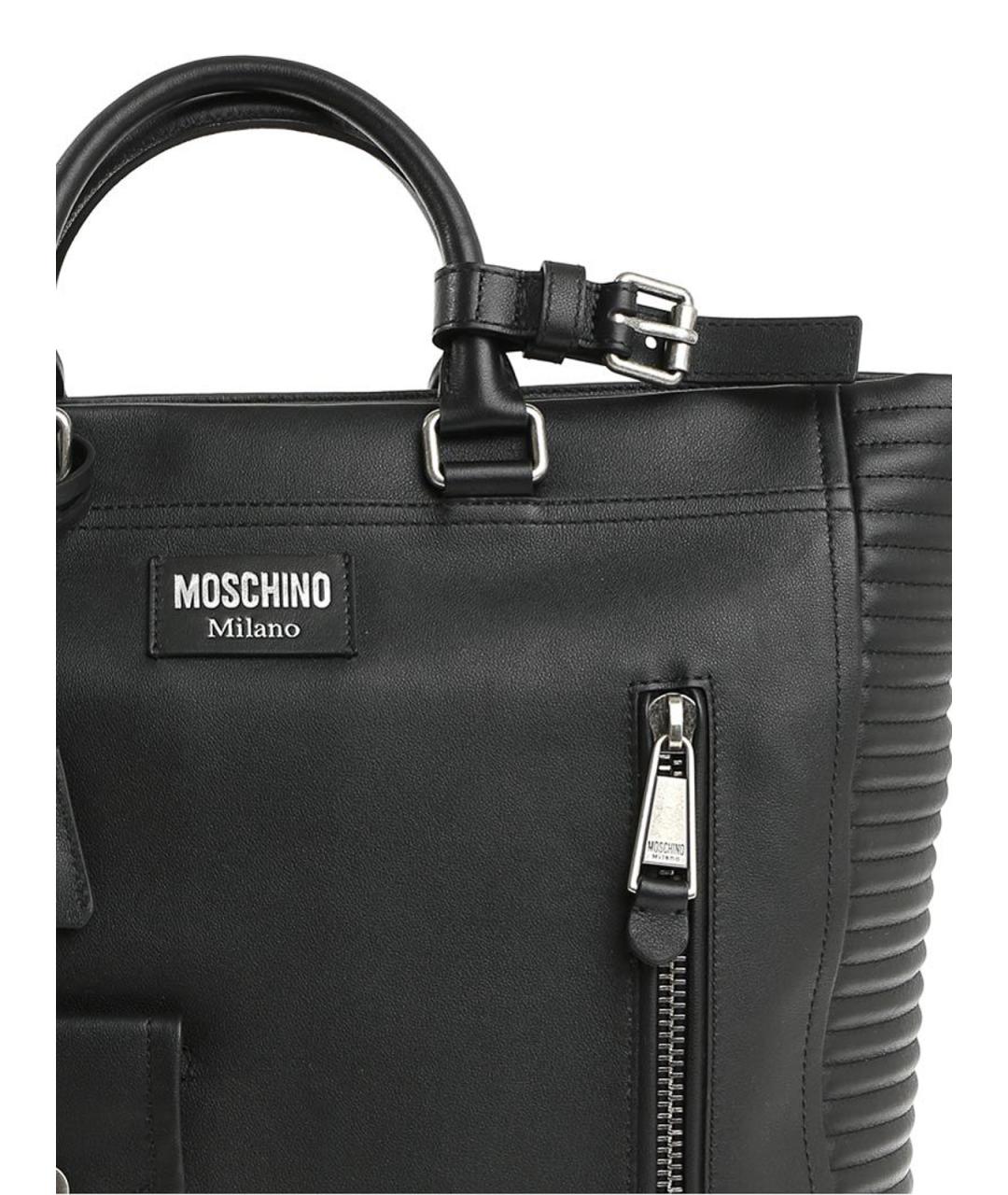 MOSCHINO Черная кожаная сумка тоут, фото 7