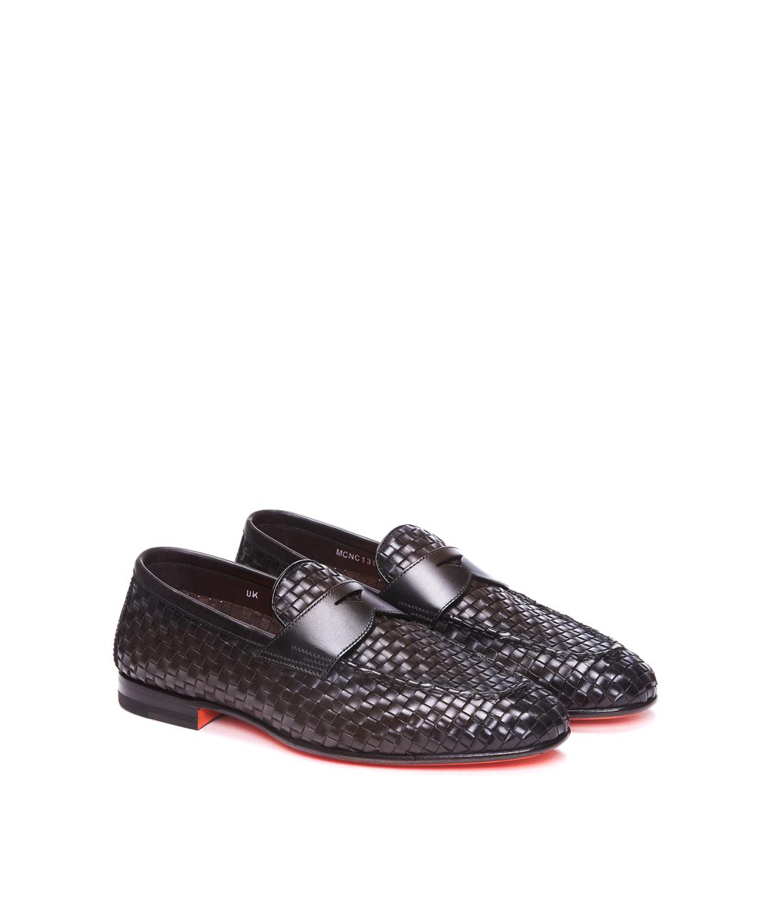 SANTONI Коричневые кожаные лоферы, фото 4