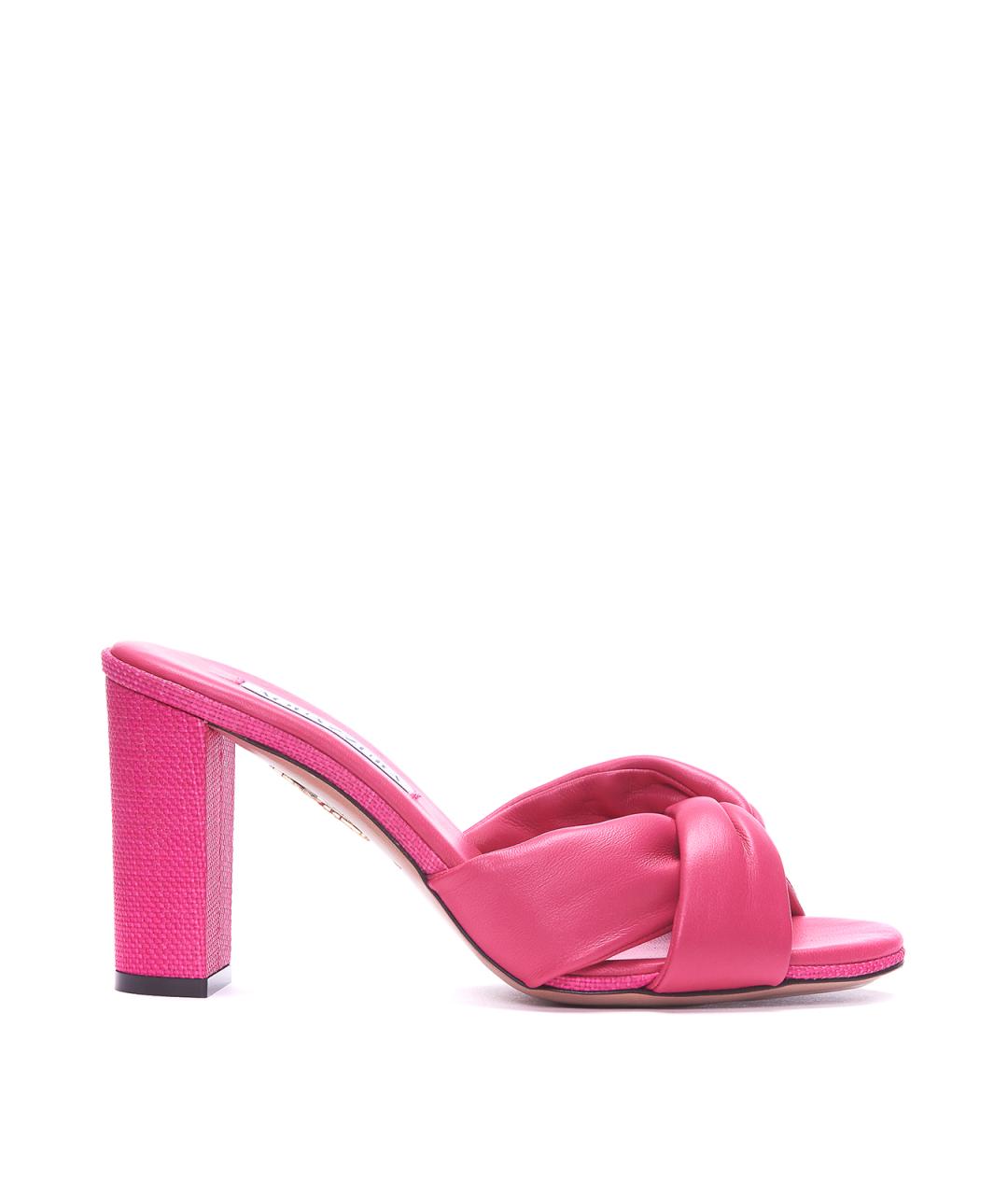 AQUAZZURA Фуксия кожаные мюли, фото 1