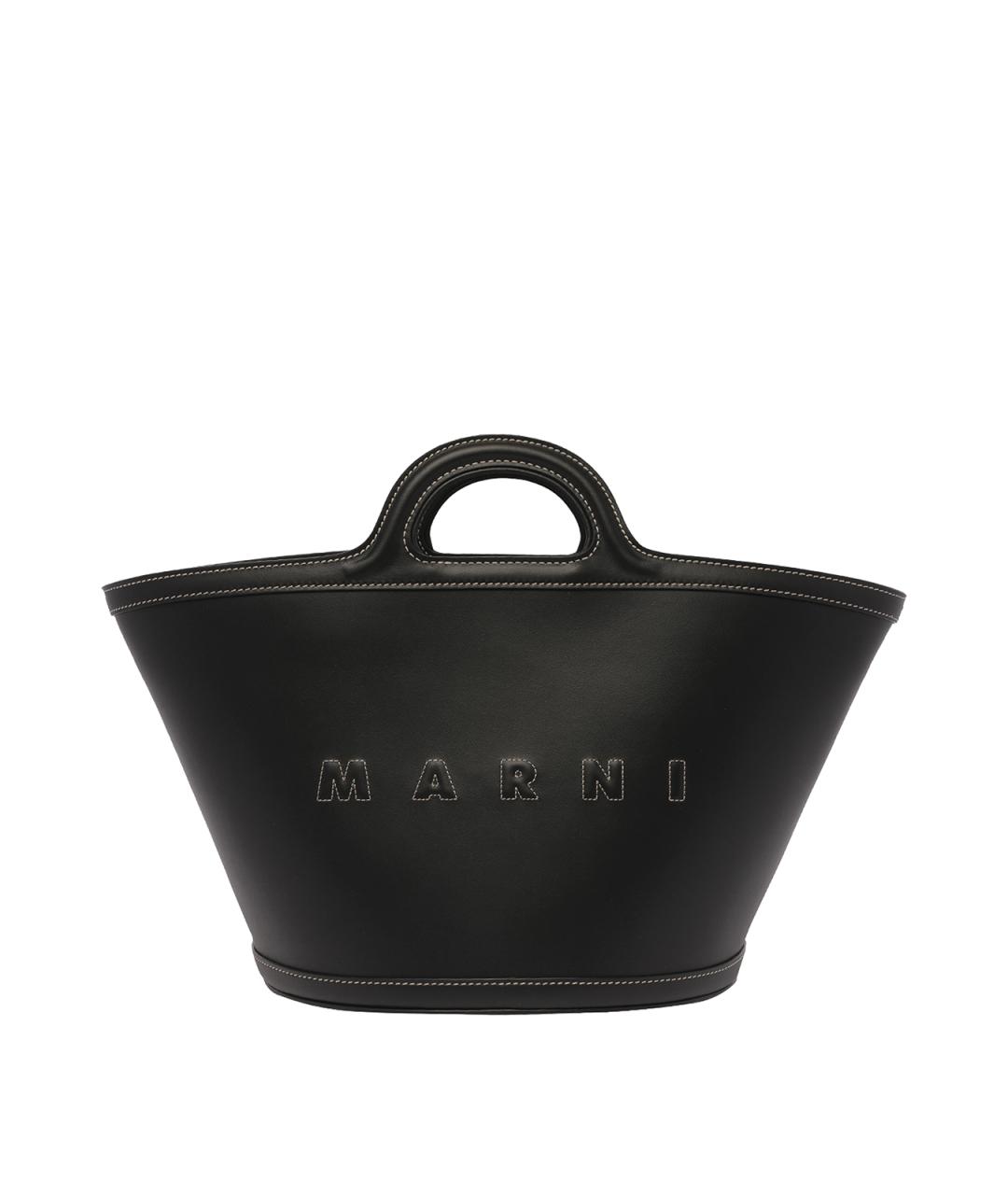 MARNI Черная кожаная сумка тоут, фото 1
