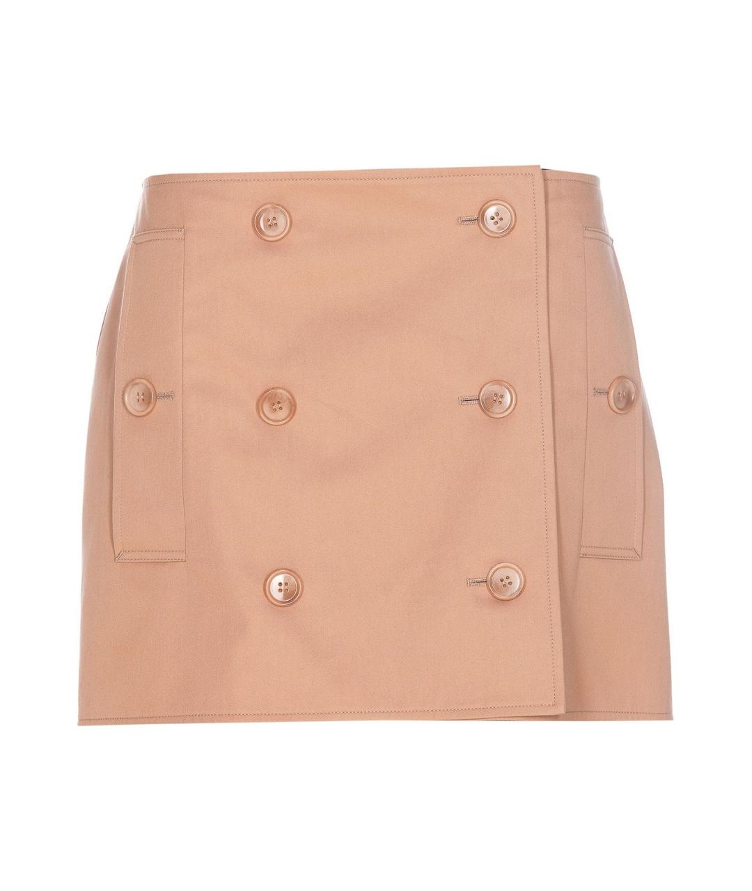 BURBERRY Бежевая хлопковая юбка мини, фото 1