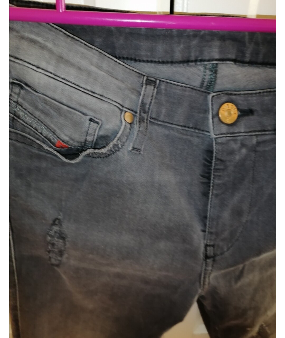 DIESEL BLACK GOLD Серые хлопковые джинсы слим, фото 3