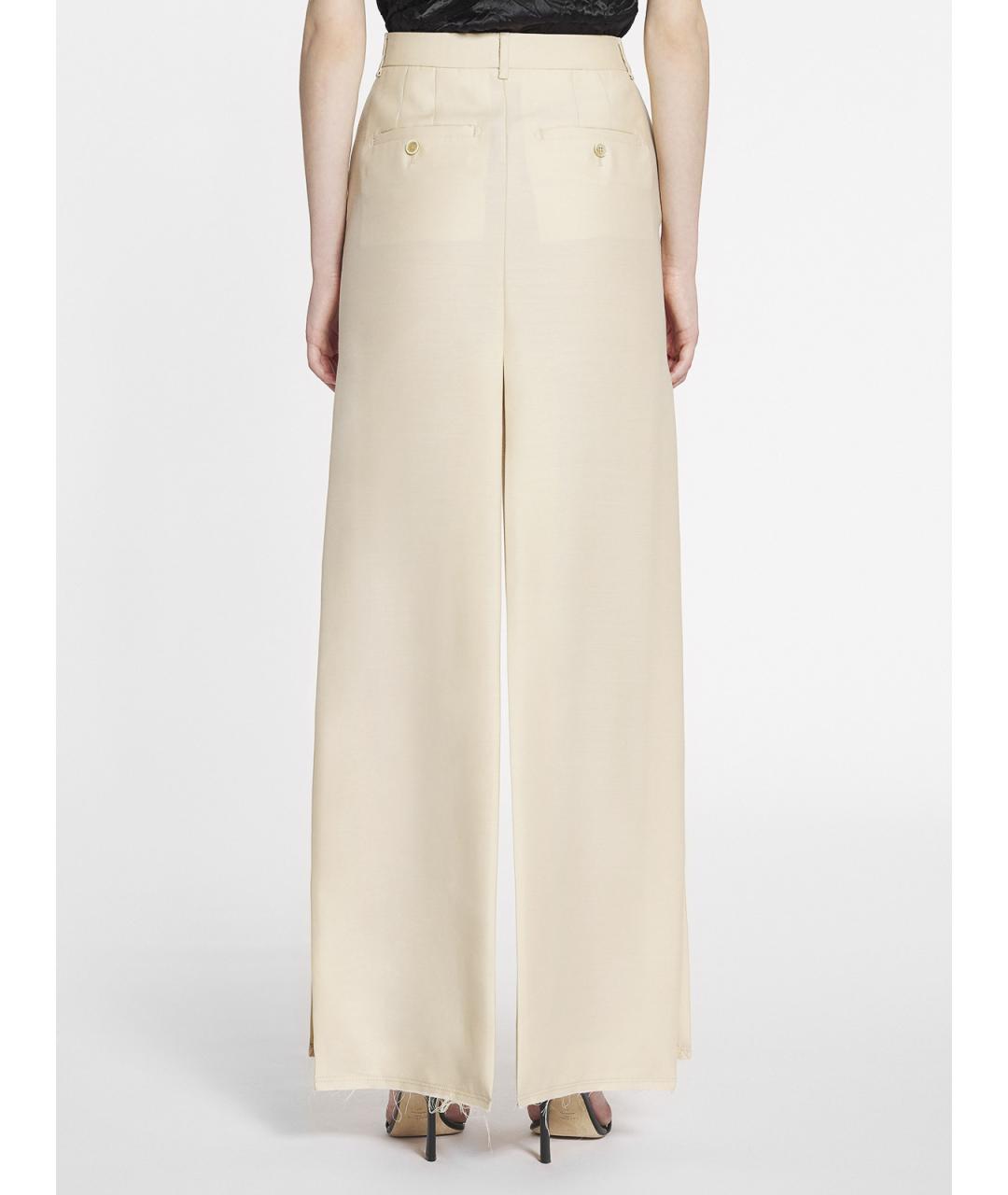 LANVIN Бежевые шелковые брюки широкие, фото 5