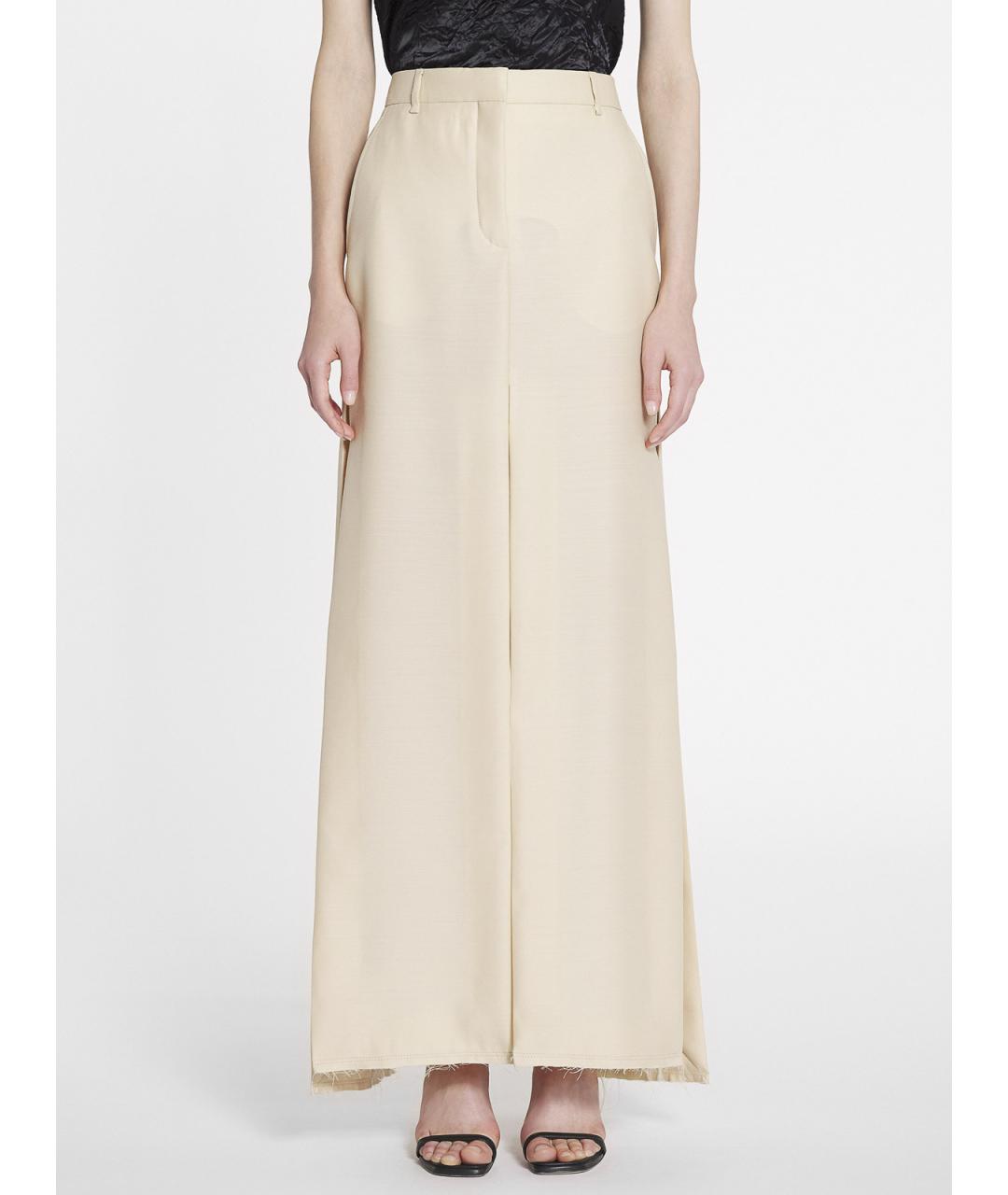 LANVIN Бежевые шелковые брюки широкие, фото 4