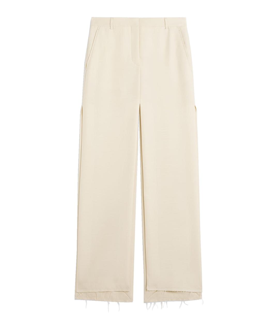 LANVIN Бежевые шелковые брюки широкие, фото 1
