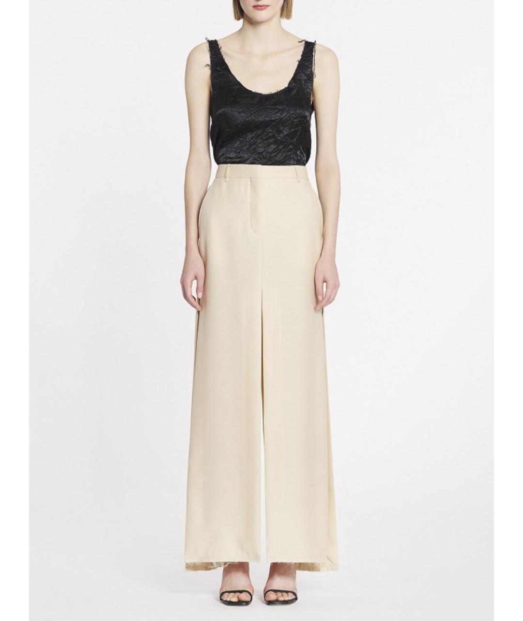 LANVIN Бежевые шелковые брюки широкие, фото 2