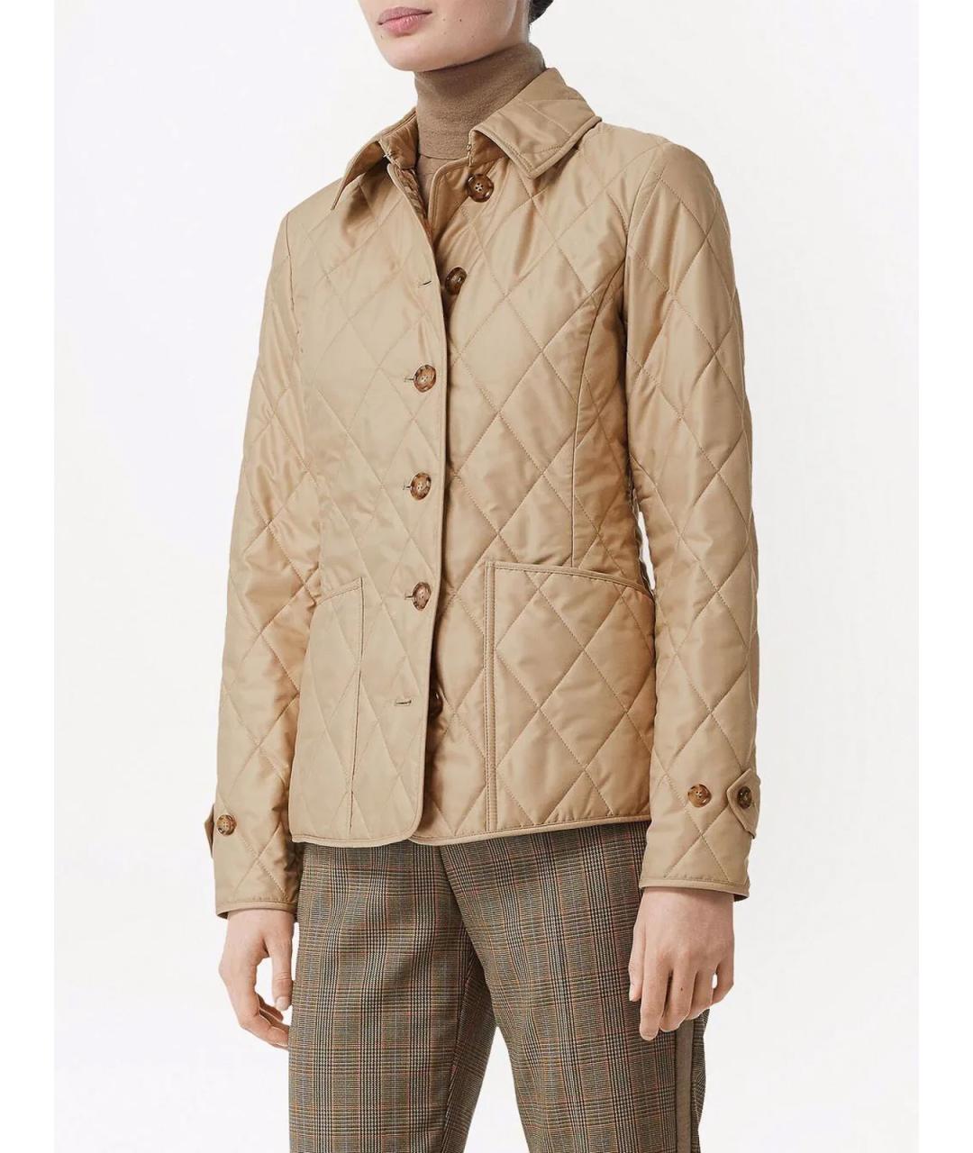 BURBERRY Бежевая полиэстеровая куртка, фото 4