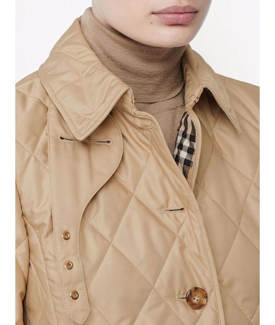 BURBERRY Бежевая полиэстеровая куртка, фото 5