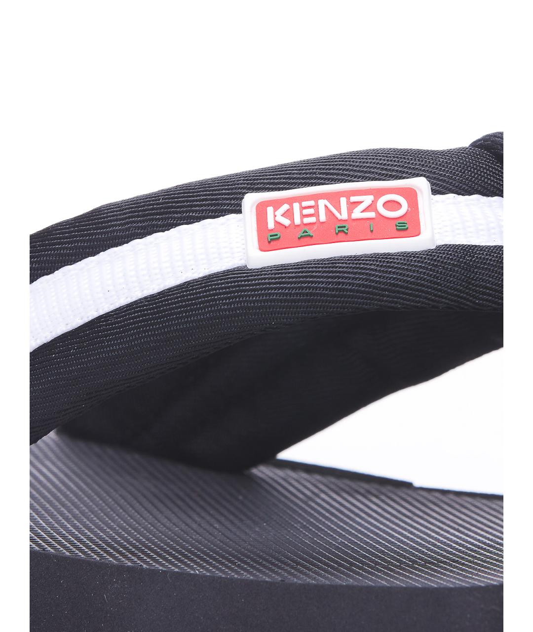 KENZO Черные резиновые шлепанцы, фото 3