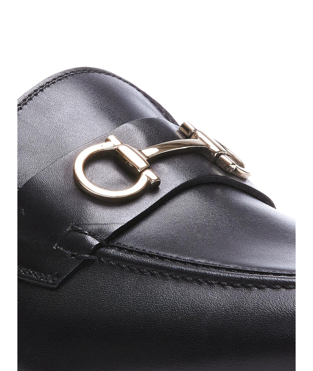 FERRAGAMO Черные кожаные лоферы, фото 3