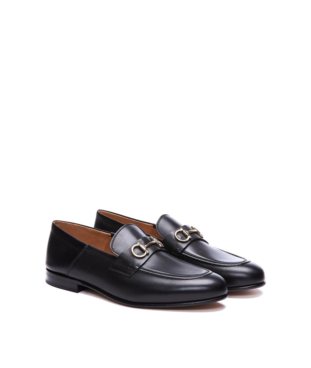 FERRAGAMO Черные кожаные лоферы, фото 4