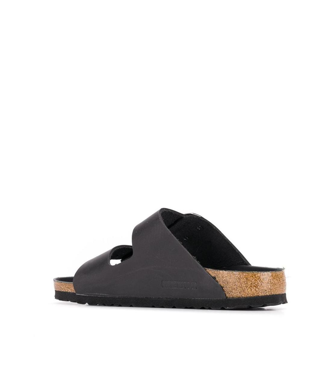 BIRKENSTOCK Черные кожаные шлепанцы, фото 3