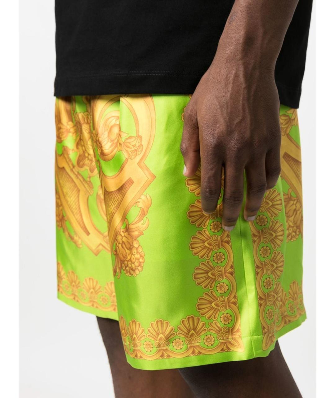 VERSACE Желтые шелковые шорты, фото 4
