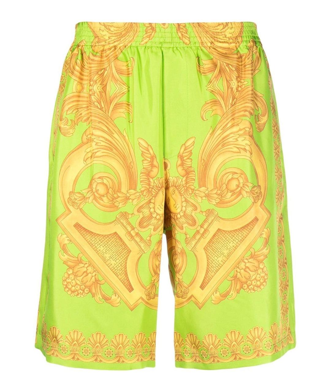 VERSACE Желтые шелковые шорты, фото 1