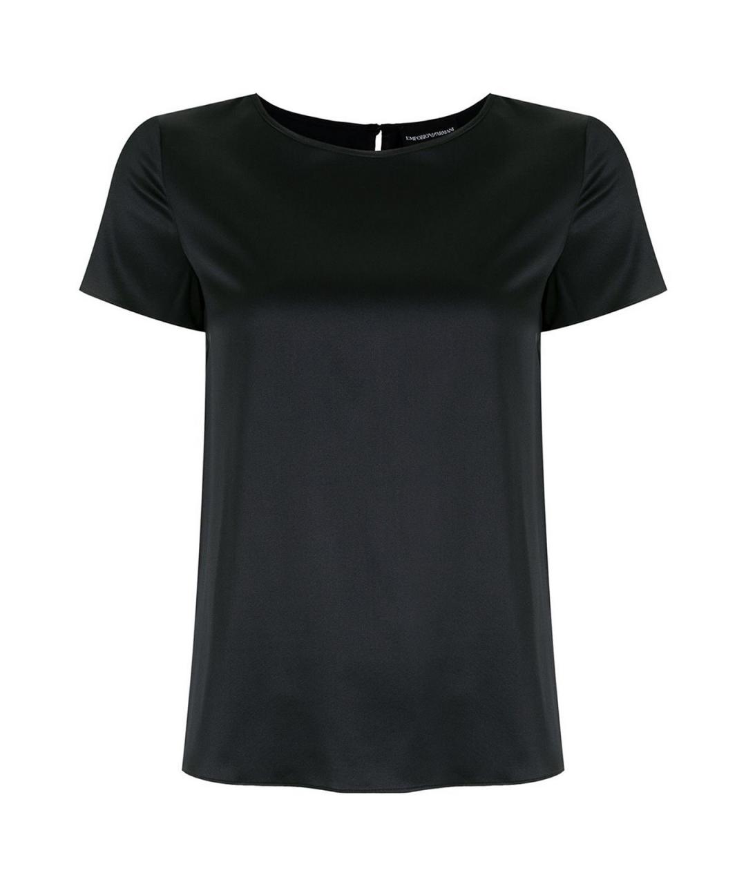 EMPORIO ARMANI Темно-синяя шелковая футболка, фото 1