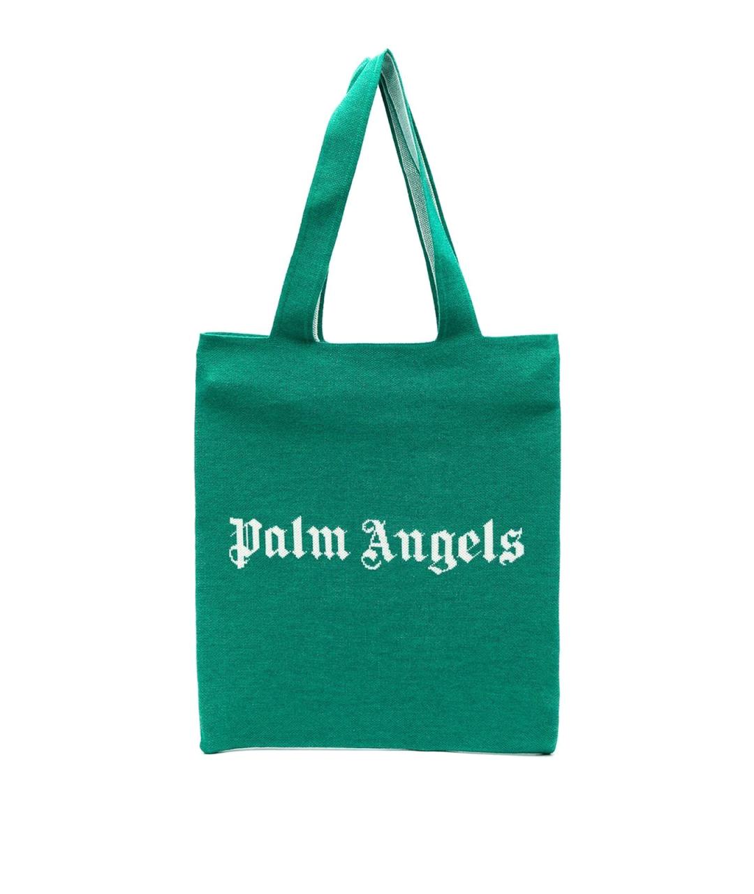 PALM ANGELS Зеленая тканевая сумка тоут, фото 1