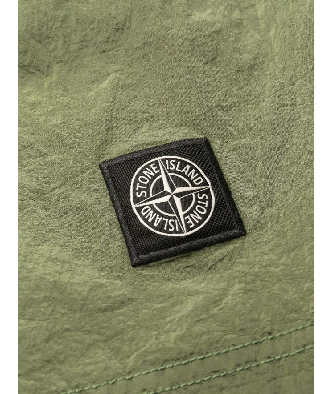 STONE ISLAND Салатовые полиамидовые шорты, фото 3
