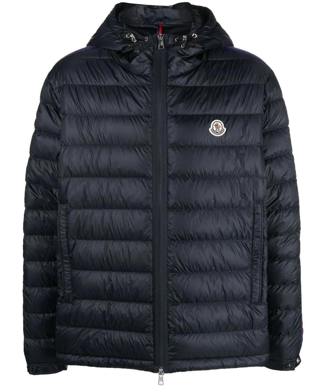 MONCLER Темно-синий полиамидовый пуховик, фото 6
