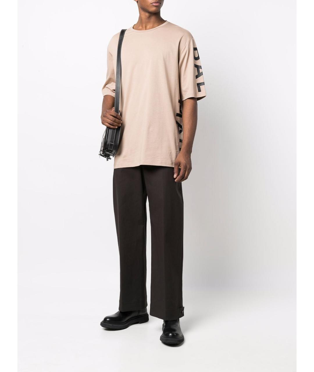 BALMAIN Бежевая хлопковая футболка, фото 4