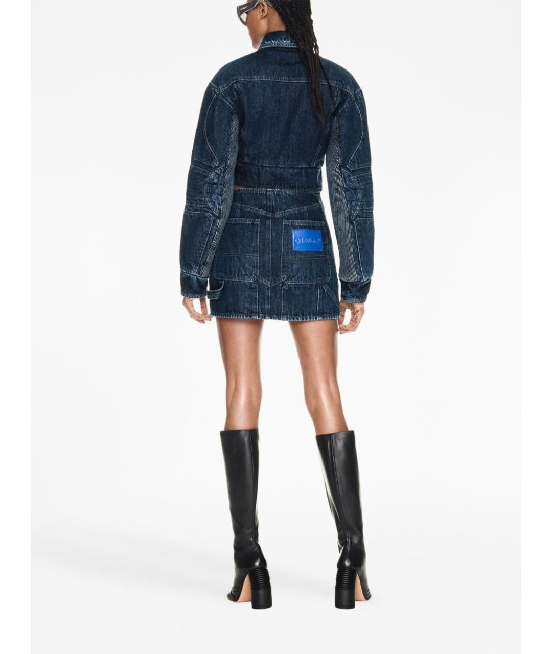 OFF-WHITE Темно-синяя хлопковая куртка, фото 3