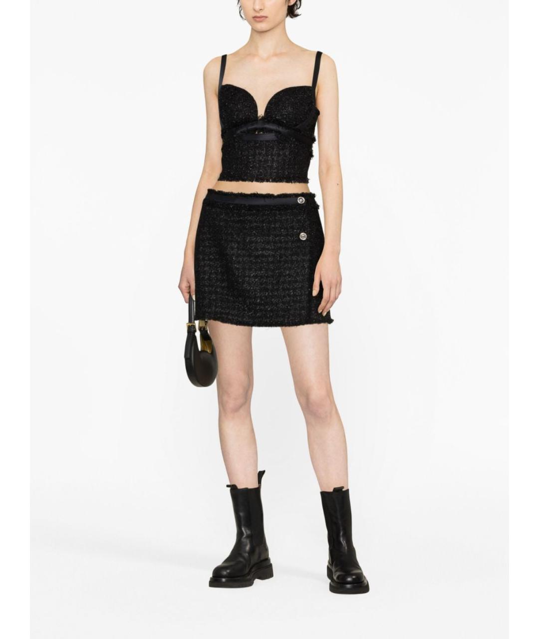 VERSACE Черная шерстяная юбка миди, фото 4