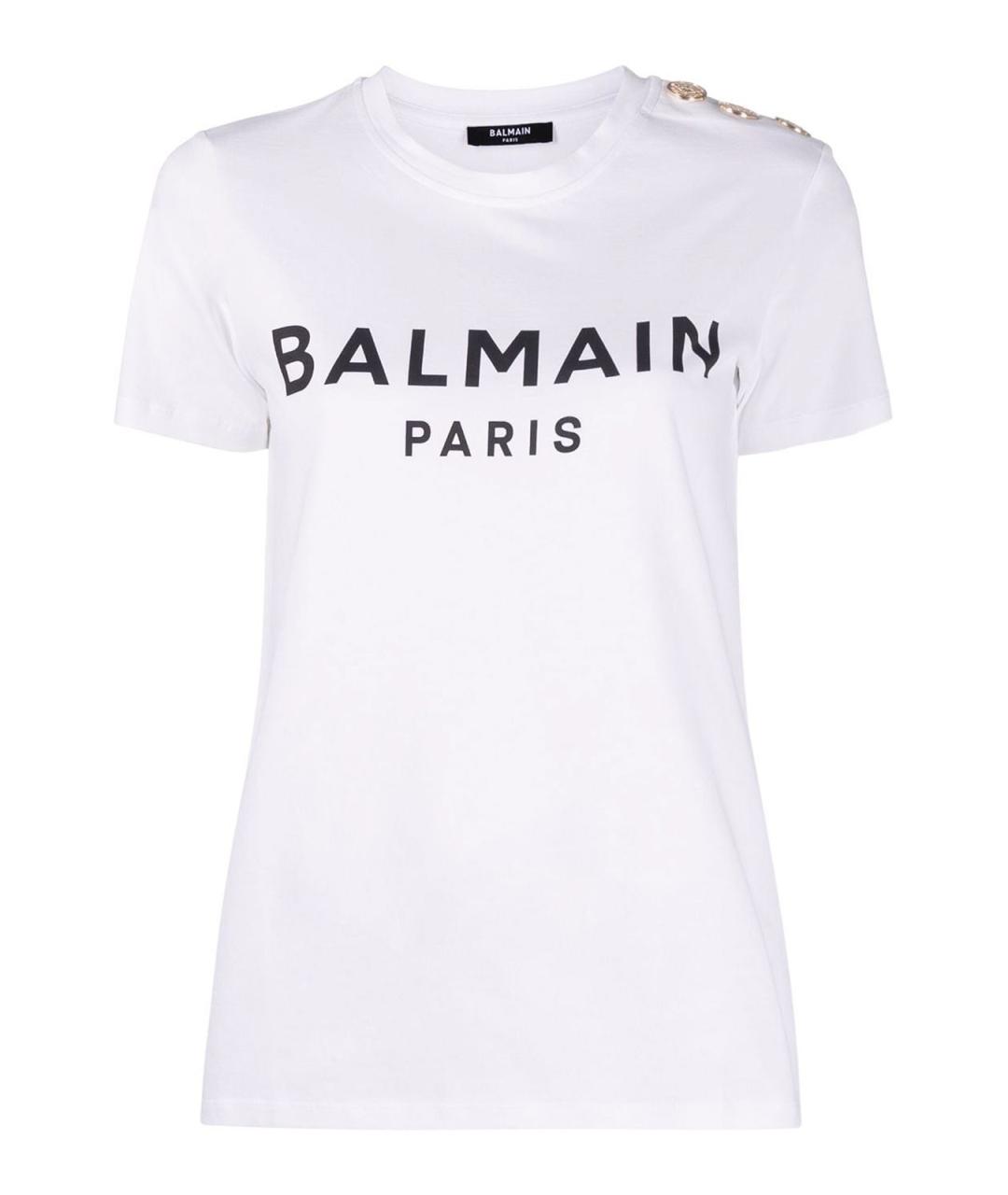 BALMAIN Белая хлопковая футболка, фото 1