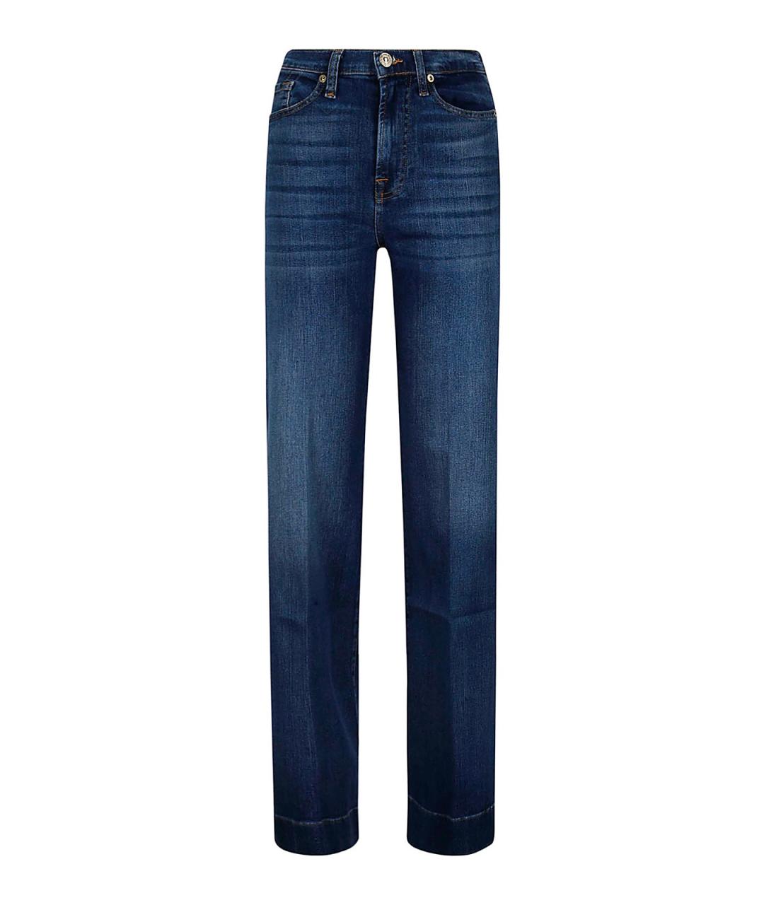 7 FOR ALL MANKIND Темно-синие хлопко-эластановые прямые джинсы, фото 1