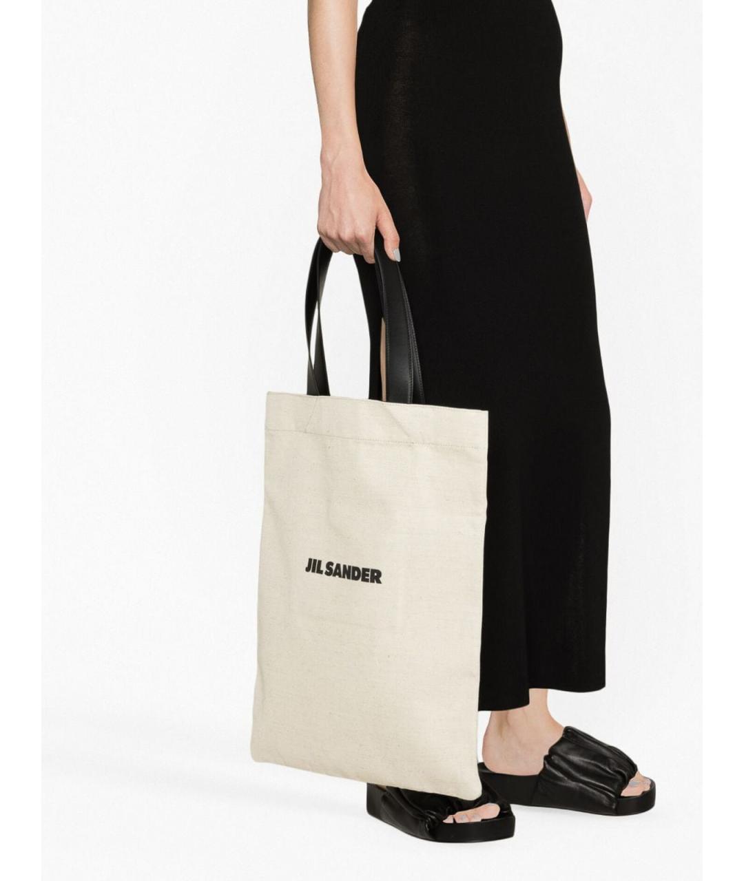 JIL SANDER Бежевая хлопковая сумка тоут, фото 2