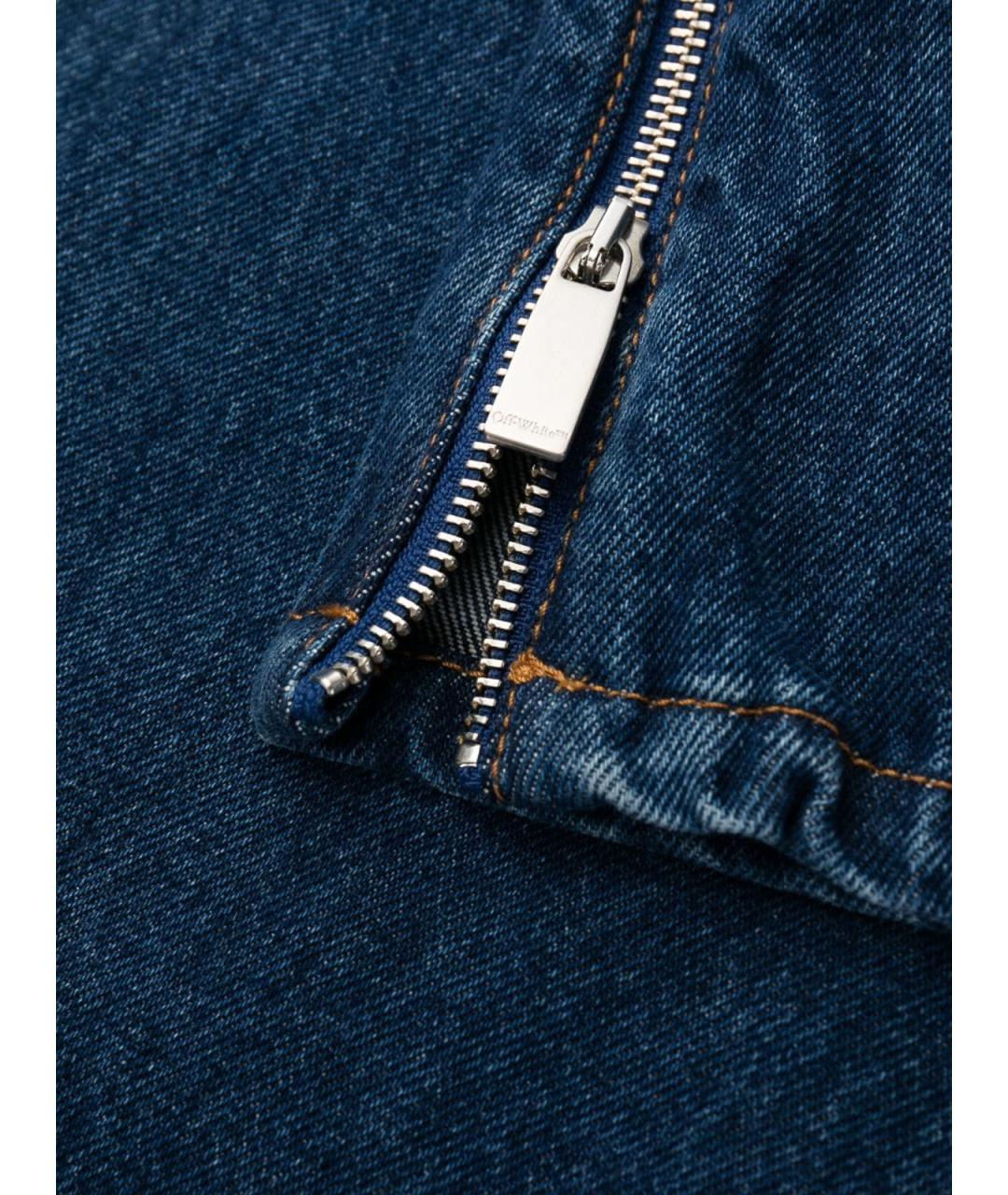 OFF-WHITE Синие хлопковые прямые джинсы, фото 6