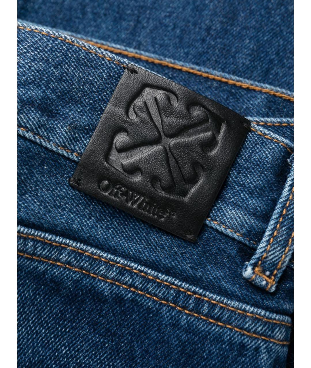OFF-WHITE Синие хлопковые прямые джинсы, фото 7