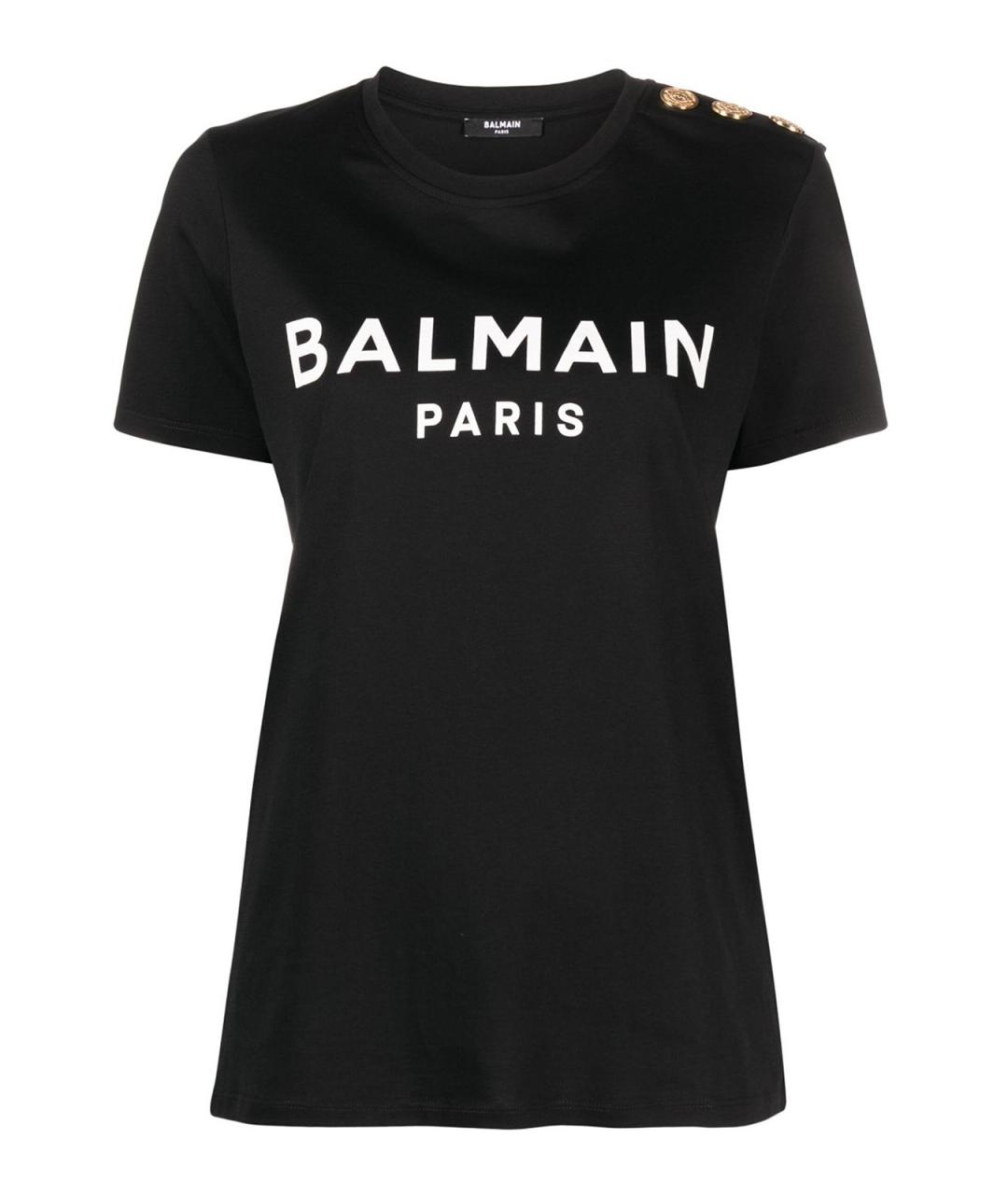 BALMAIN Черная хлопковая футболка, фото 1