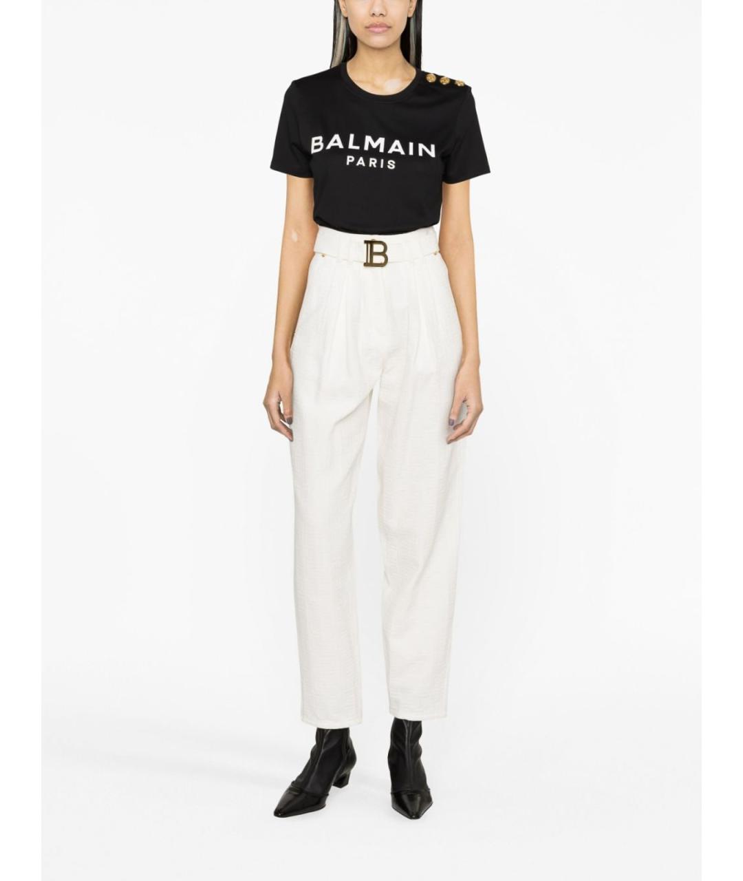 BALMAIN Черная хлопковая футболка, фото 2
