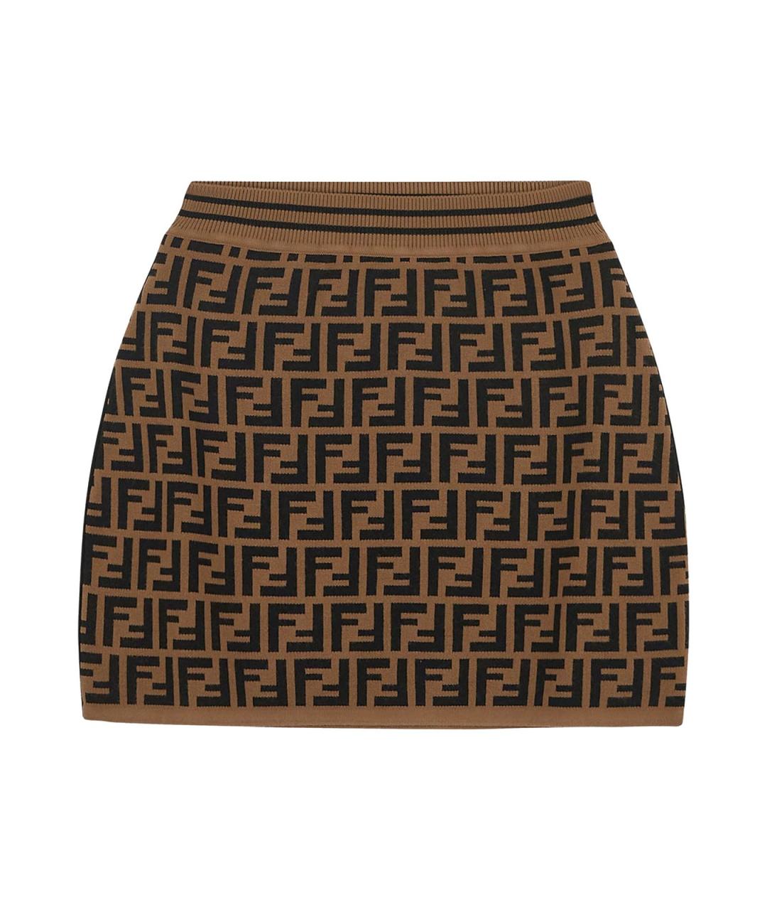 FENDI Коричневая вискозная юбка, фото 1