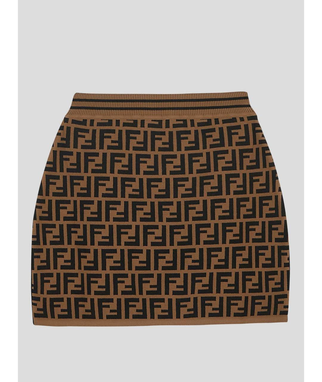 FENDI Коричневая вискозная юбка, фото 2