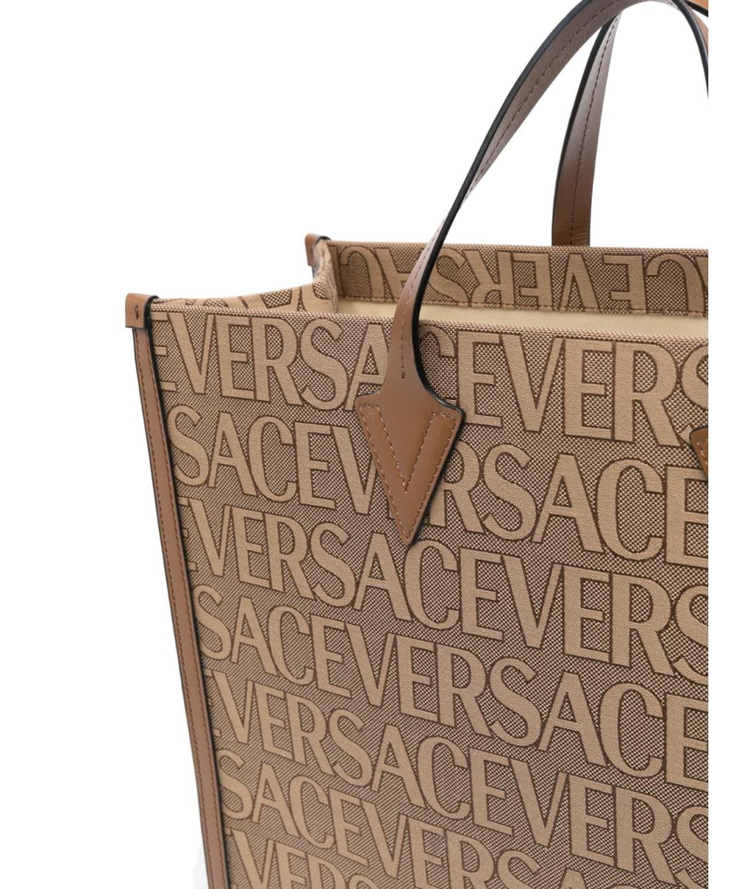 VERSACE Бежевая жаккардовая сумка тоут, фото 2