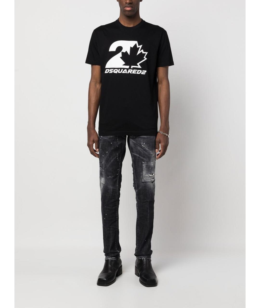 DSQUARED2 Черные хлопковые прямые джинсы, фото 5