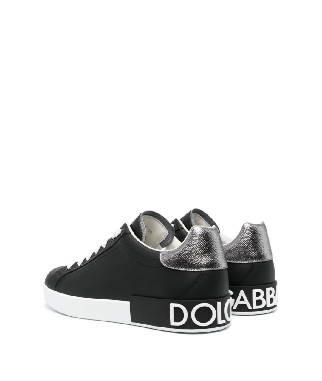 DOLCE&GABBANA Черные кожаные низкие кроссовки / кеды, фото 4