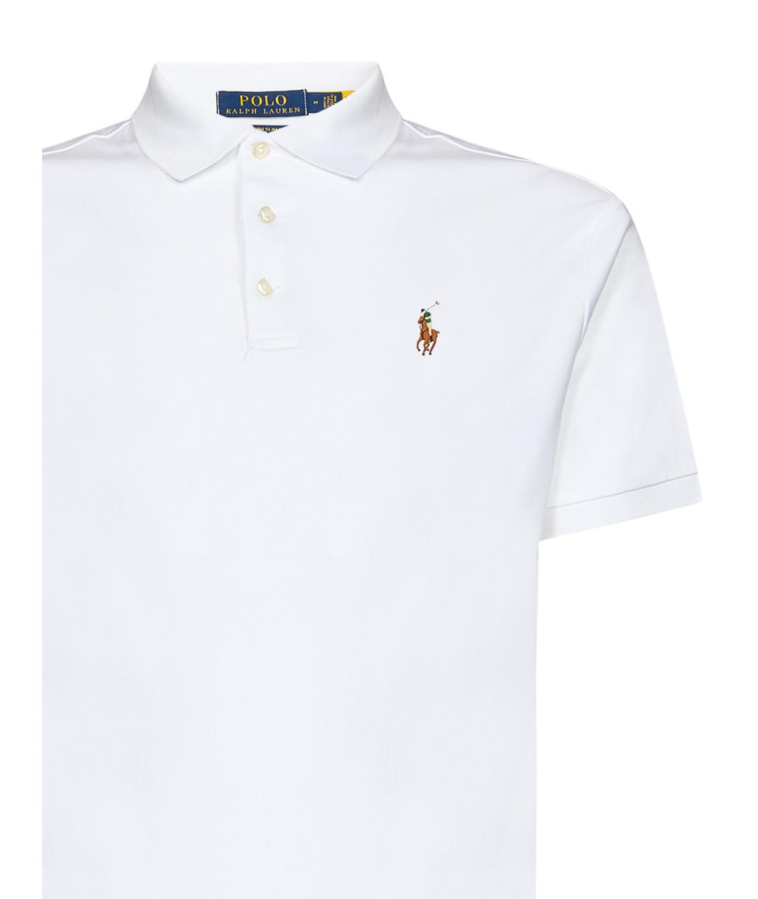 POLO RALPH LAUREN Белое хлопковое поло с коротким рукавом, фото 3