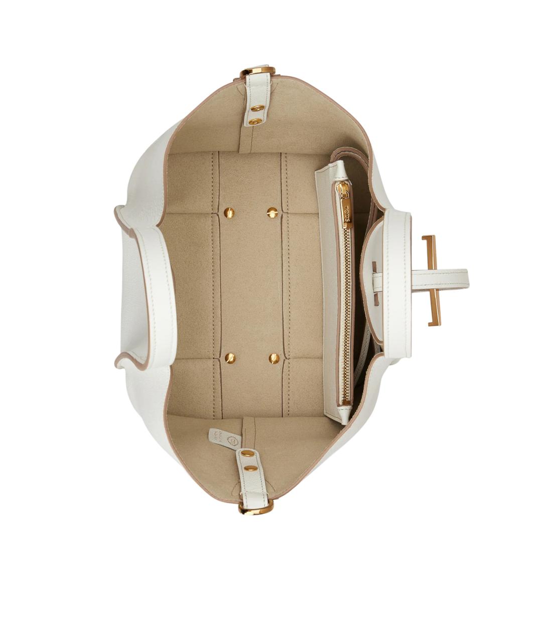 TOD'S Белая кожаная сумка тоут, фото 3