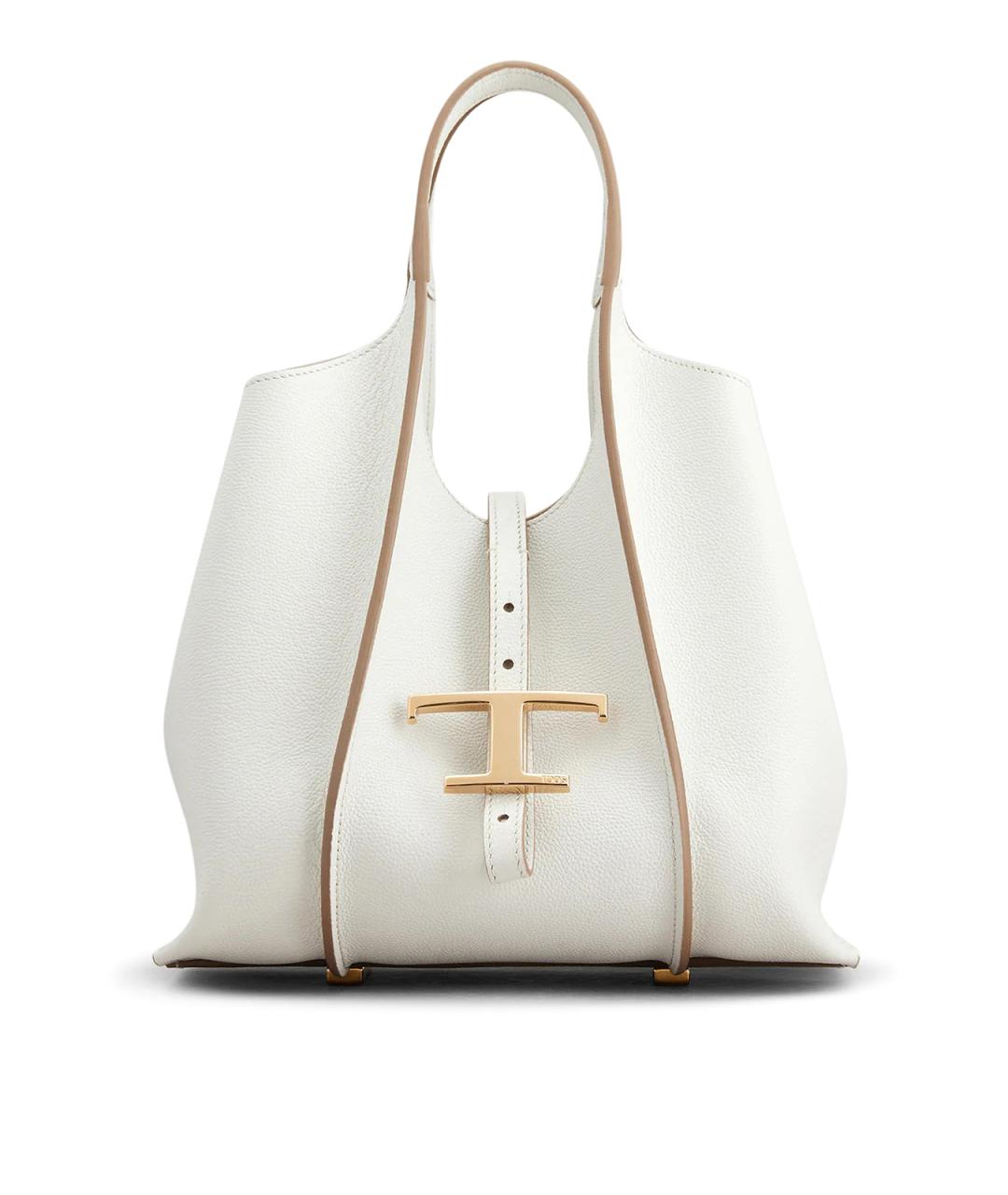 TOD'S Белая кожаная сумка тоут, фото 1