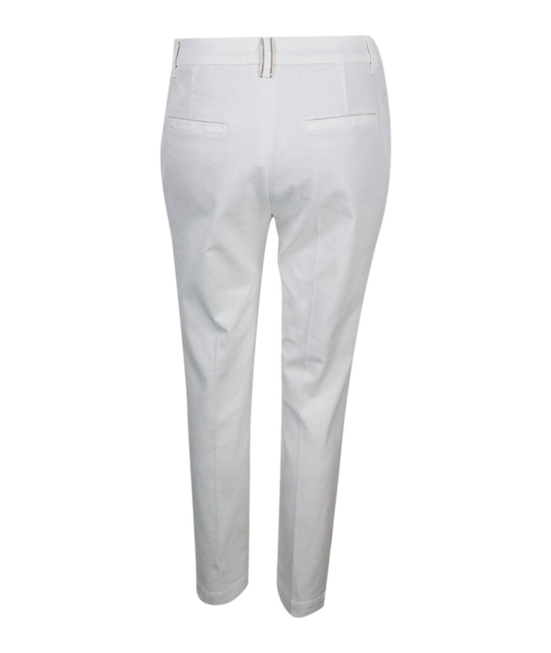 BRUNELLO CUCINELLI Белые хлопковые брюки узкие, фото 3