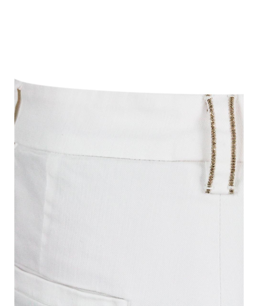 BRUNELLO CUCINELLI Белые хлопковые брюки узкие, фото 4