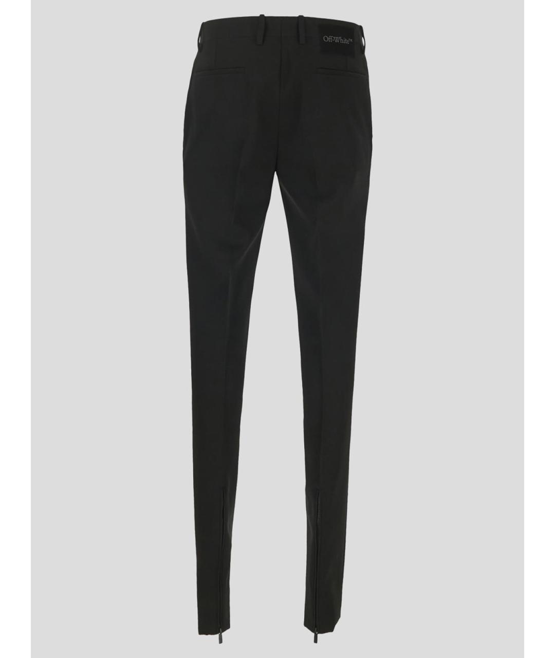 OFF-WHITE Черные шерстяные повседневные брюки, фото 2
