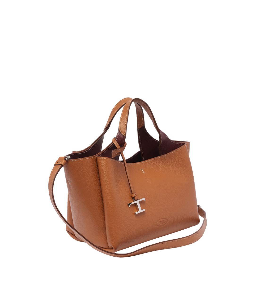 TOD'S Коричневая кожаная сумка тоут, фото 2