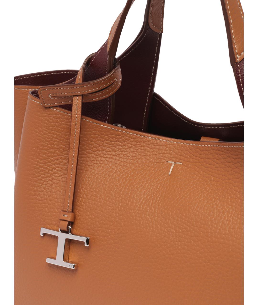 TOD'S Коричневая кожаная сумка тоут, фото 4