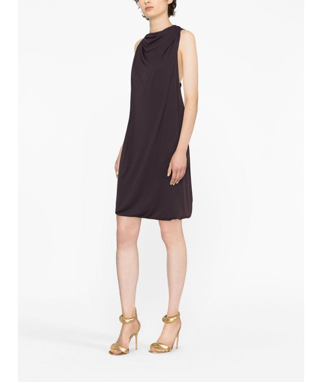 LANVIN Коричневое ацетатное повседневное платье, фото 3