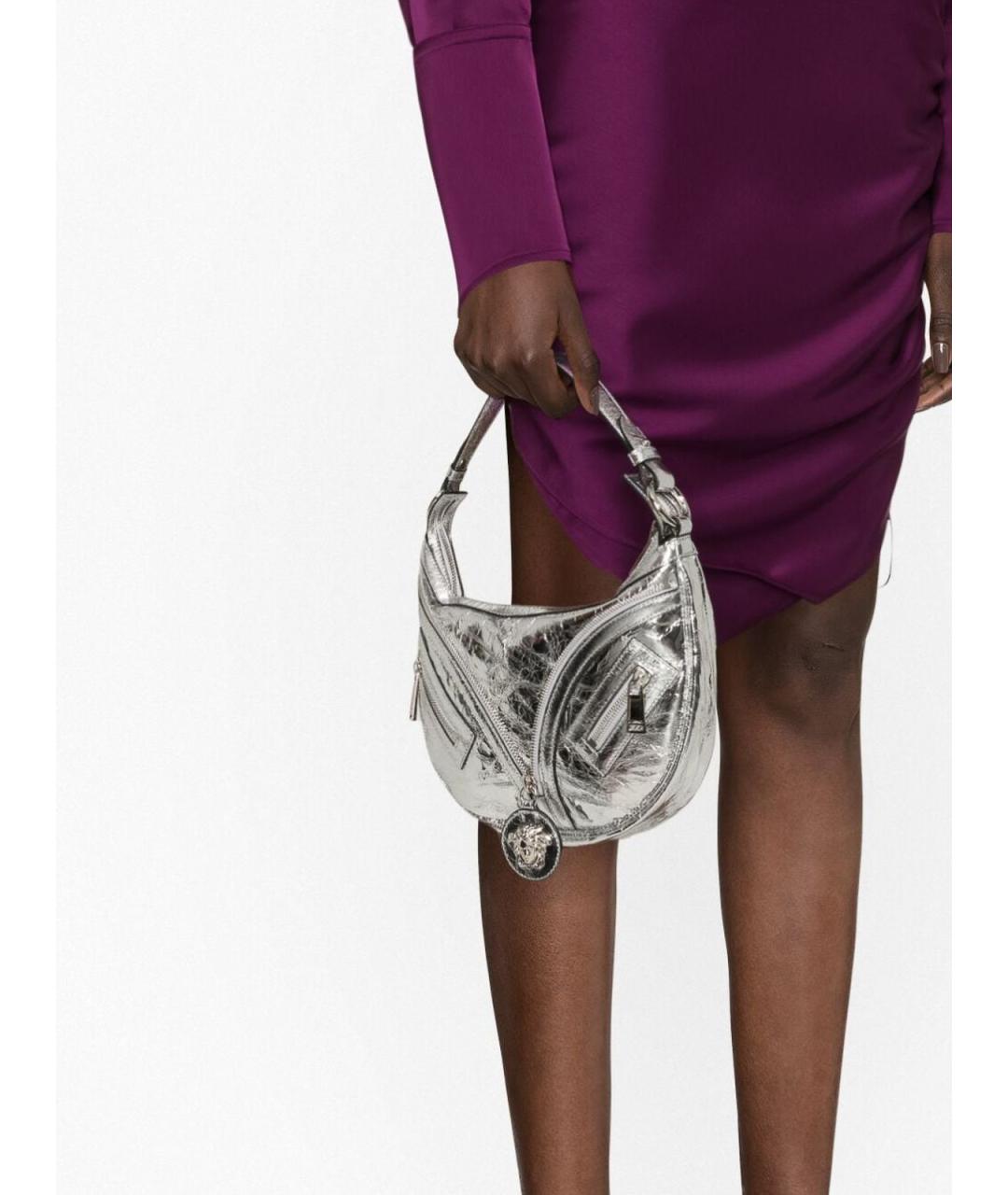 VERSACE Серебряная кожаная сумка через плечо, фото 3