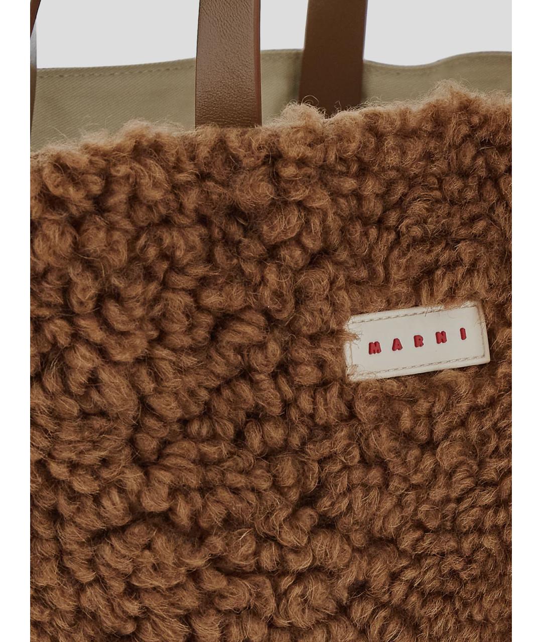 MARNI Коричневая кожаная сумка тоут, фото 4