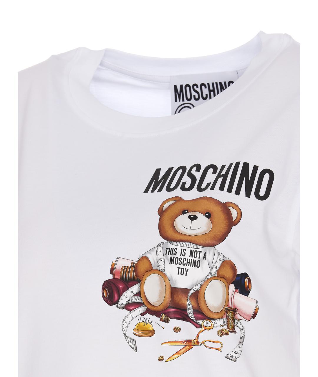 MOSCHINO Белая хлопковая футболка, фото 3